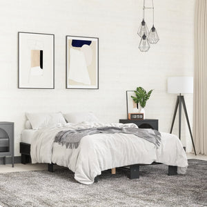 vidaXL Bed Frame Black 140x200 cm Engineered Wood and Metal