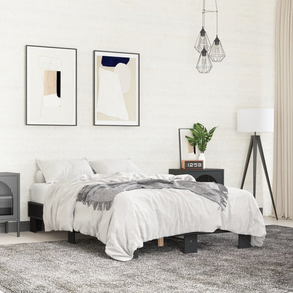 vidaXL Bed Frame Black 140x200 cm Engineered Wood and Metal