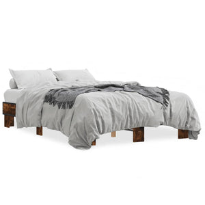 vidaXL Bed Frame Smoked Oak 140x200 cm Engineered Wood and Metal