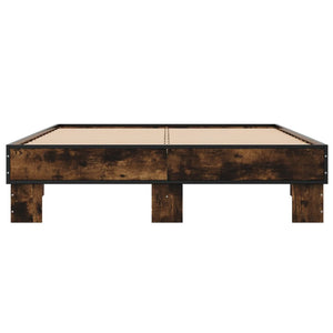 vidaXL Bed Frame Smoked Oak 140x200 cm Engineered Wood and Metal