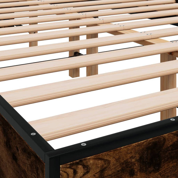 vidaXL Bed Frame Smoked Oak 140x200 cm Engineered Wood and Metal