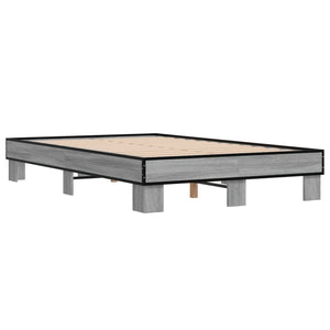 vidaXL Bed Frame Grey Sonoma 140x200 cm Engineered Wood and Metal
