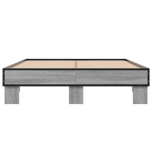 vidaXL Bed Frame Grey Sonoma 140x200 cm Engineered Wood and Metal