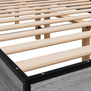 vidaXL Bed Frame Grey Sonoma 140x200 cm Engineered Wood and Metal