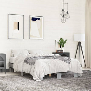 vidaXL Bed Frame Grey Sonoma 140x200 cm Engineered Wood and Metal