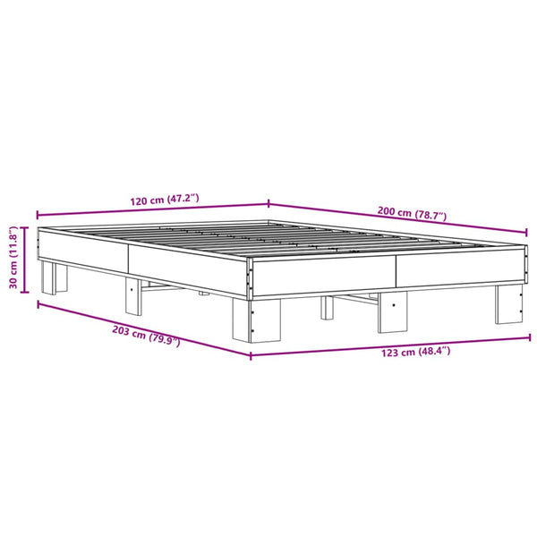 vidaXL Bed Frame Black 120x200 cm Engineered Wood and Metal