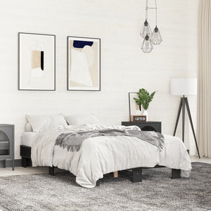 vidaXL Bed Frame Black 120x200 cm Engineered Wood and Metal