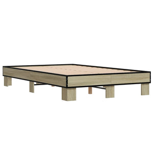 vidaXL Bed Frame Sonoma Oak 120x200 cm Engineered Wood and Metal