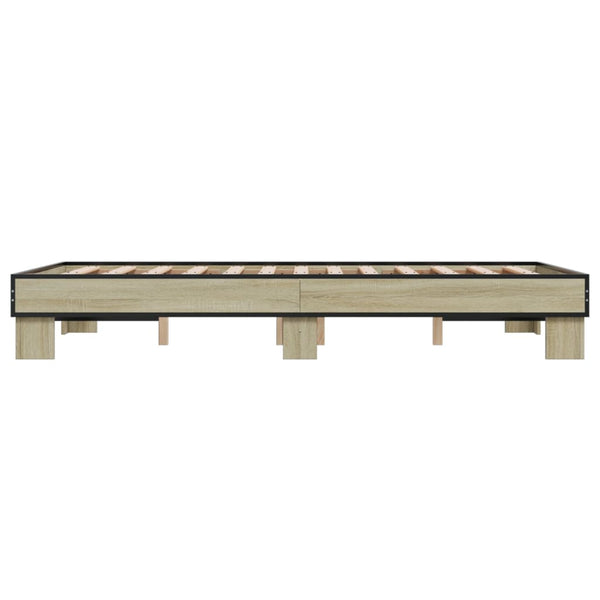 vidaXL Bed Frame Sonoma Oak 120x200 cm Engineered Wood and Metal
