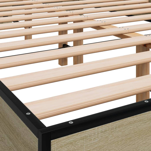 vidaXL Bed Frame Sonoma Oak 120x200 cm Engineered Wood and Metal