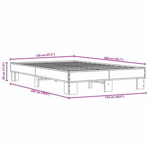 vidaXL Bed Frame Sonoma Oak 120x200 cm Engineered Wood and Metal