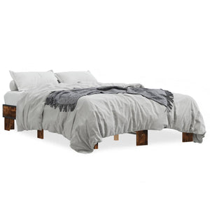 vidaXL Bed Frame Smoked Oak 120x200 cm Engineered Wood and Metal