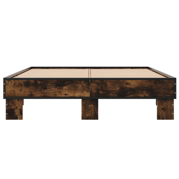 vidaXL Bed Frame Smoked Oak 120x200 cm Engineered Wood and Metal