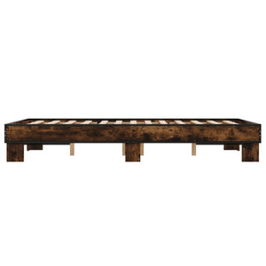 vidaXL Bed Frame Smoked Oak 120x200 cm Engineered Wood and Metal