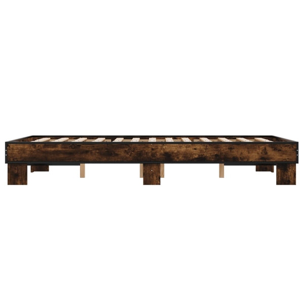 vidaXL Bed Frame Smoked Oak 120x200 cm Engineered Wood and Metal