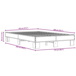vidaXL Bed Frame Smoked Oak 120x200 cm Engineered Wood and Metal