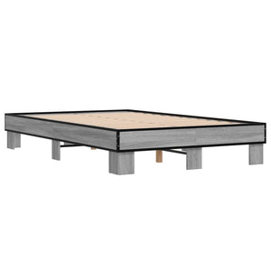 vidaXL Bed Frame Grey Sonoma 120x200 cm Engineered Wood and Metal