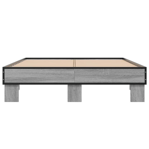 vidaXL Bed Frame Grey Sonoma 120x200 cm Engineered Wood and Metal