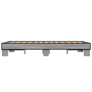 vidaXL Bed Frame Grey Sonoma 120x200 cm Engineered Wood and Metal