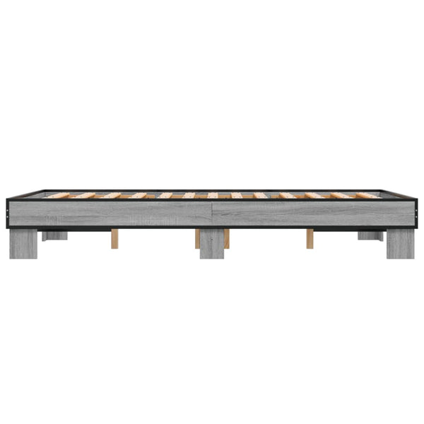 vidaXL Bed Frame Grey Sonoma 120x200 cm Engineered Wood and Metal