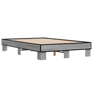 vidaXL Bed Frame Grey Sonoma 120x200 cm Engineered Wood and Metal