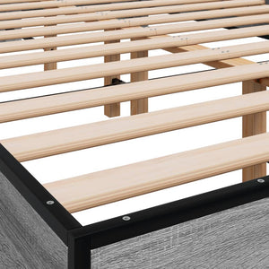 vidaXL Bed Frame Grey Sonoma 120x200 cm Engineered Wood and Metal