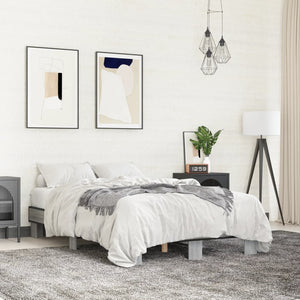vidaXL Bed Frame Grey Sonoma 120x200 cm Engineered Wood and Metal