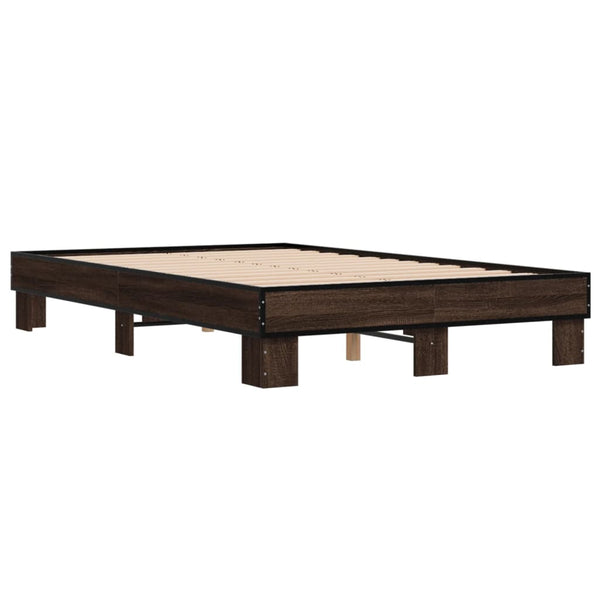 vidaXL Bed Frame Brown Oak Look 120x200 cm Engineered Wood Metal