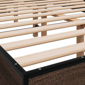 vidaXL Bed Frame Brown Oak Look 120x200 cm Engineered Wood Metal