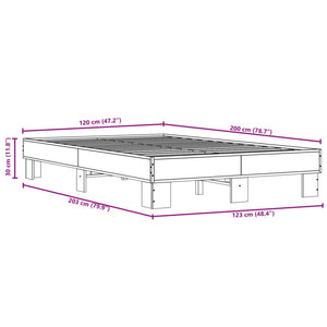 vidaXL Bed Frame Brown Oak Look 120x200 cm Engineered Wood Metal