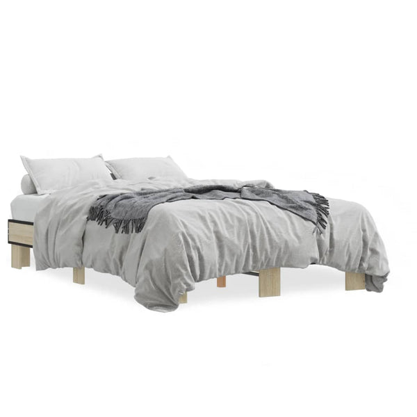 vidaXL Bed Frame Sonoma Oak 120x190 cm Engineered Wood and Metal