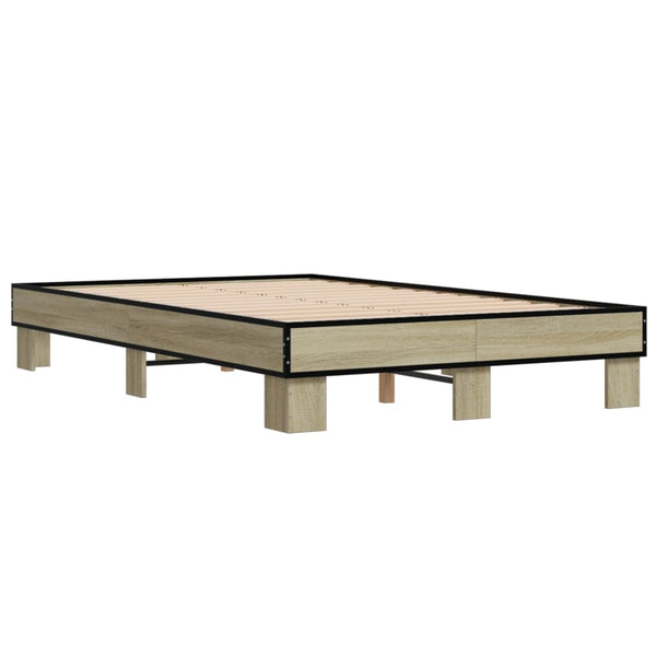 vidaXL Bed Frame Sonoma Oak 120x190 cm Engineered Wood and Metal