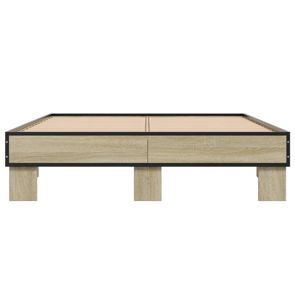 vidaXL Bed Frame Sonoma Oak 120x190 cm Engineered Wood and Metal