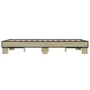 vidaXL Bed Frame Sonoma Oak 120x190 cm Engineered Wood and Metal