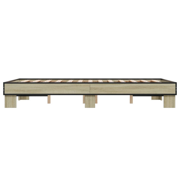 vidaXL Bed Frame Sonoma Oak 120x190 cm Engineered Wood and Metal