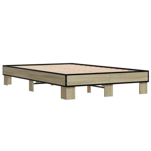 vidaXL Bed Frame Sonoma Oak 120x190 cm Engineered Wood and Metal