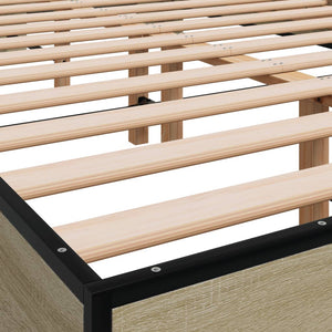 vidaXL Bed Frame Sonoma Oak 120x190 cm Engineered Wood and Metal