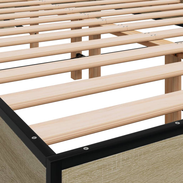 vidaXL Bed Frame Sonoma Oak 120x190 cm Engineered Wood and Metal