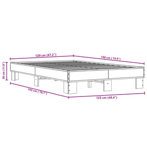 vidaXL Bed Frame Sonoma Oak 120x190 cm Engineered Wood and Metal
