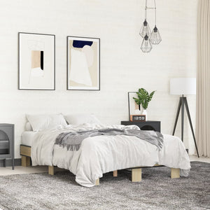 vidaXL Bed Frame Sonoma Oak 120x190 cm Engineered Wood and Metal