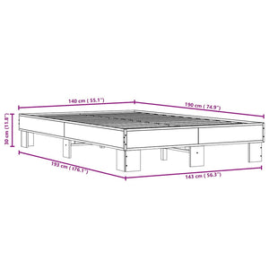 vidaXL Bed Frame Smoked Oak 140x190 cm Engineered Wood and Metal