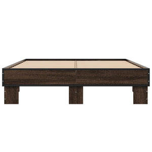 vidaXL Bed Frame Brown Oak Effect 140x190 cm Engineered Wood Metal