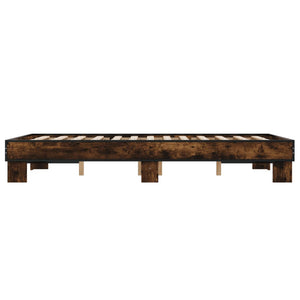 vidaXL Bed Frame Brown Oak Effect 140x190 cm Engineered Wood Metal