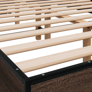 vidaXL Bed Frame Brown Oak Effect 140x190 cm Engineered Wood Metal