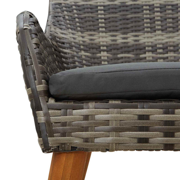 vidaXL Garden Dining Set with Cushions 9 pcs Grey Poly Rattan