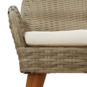 vidaXL Garden Dining Set with Cushions 9 pcs Beige Poly Rattan