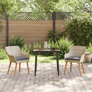 vidaXL Garden Dining Set with Cushions 3 pcs Light Grey Poly Rattan