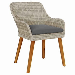 vidaXL Garden Dining Set with Cushions 9 pcs Light Grey Poly Rattan