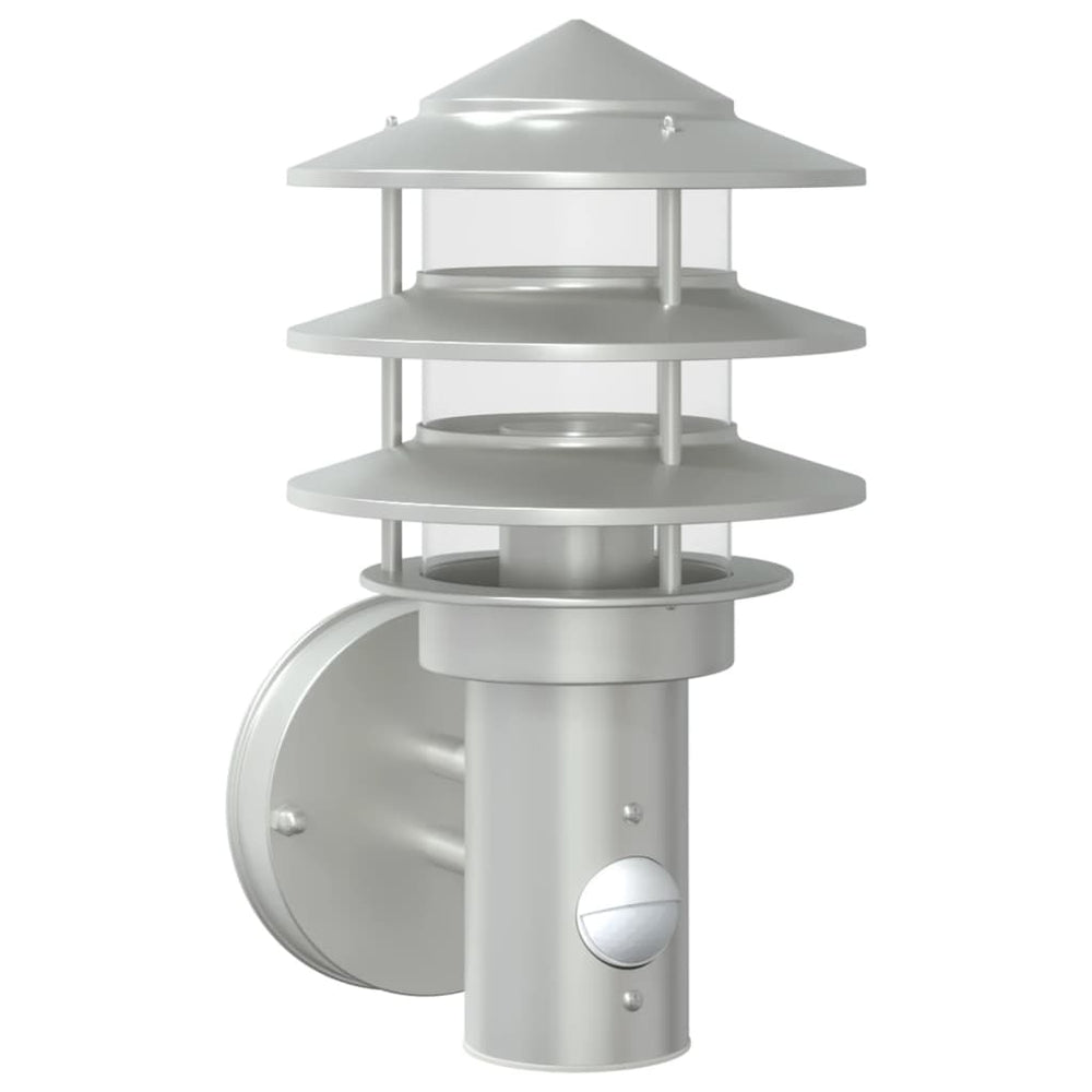 vidaXL Outdoor Wall Light with Motion Sensor Silver Stainless Steel