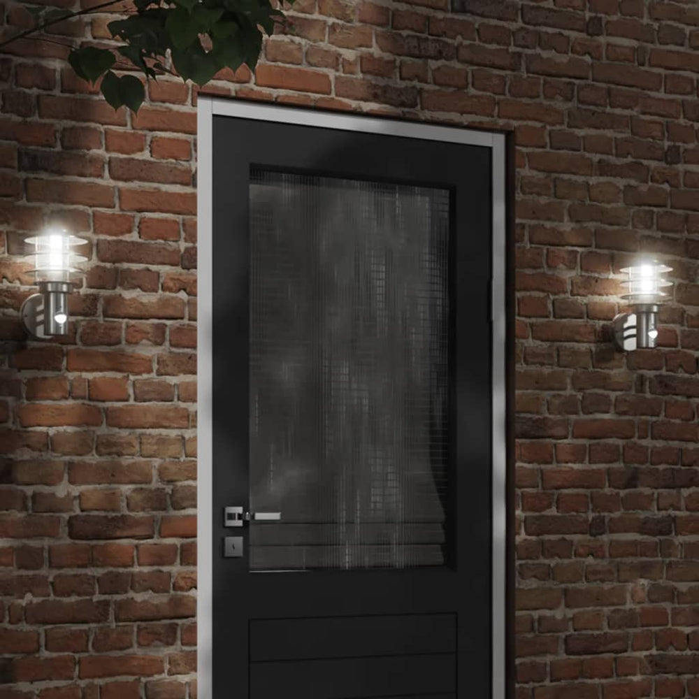 vidaXL Outdoor Wall Lamps with Motion Sensor 2 pcs. Silver Stainless Steel